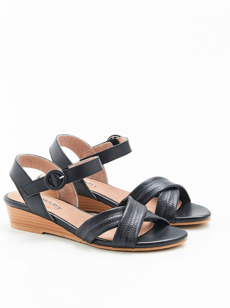 Sandales à brides fantaisie - Damart Noir - Kiabi