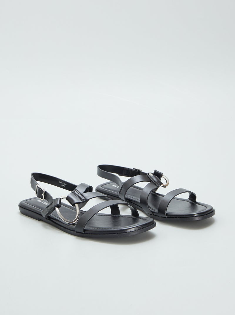 Sandales à brides fantaisies Noir - Kiabi
