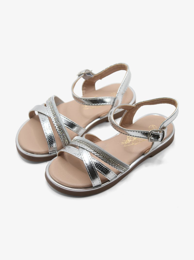 Sandales à brides Gris - Kiabi