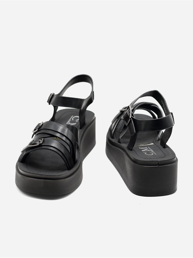 Sandales à brides multiples - C M Noir - Kiabi