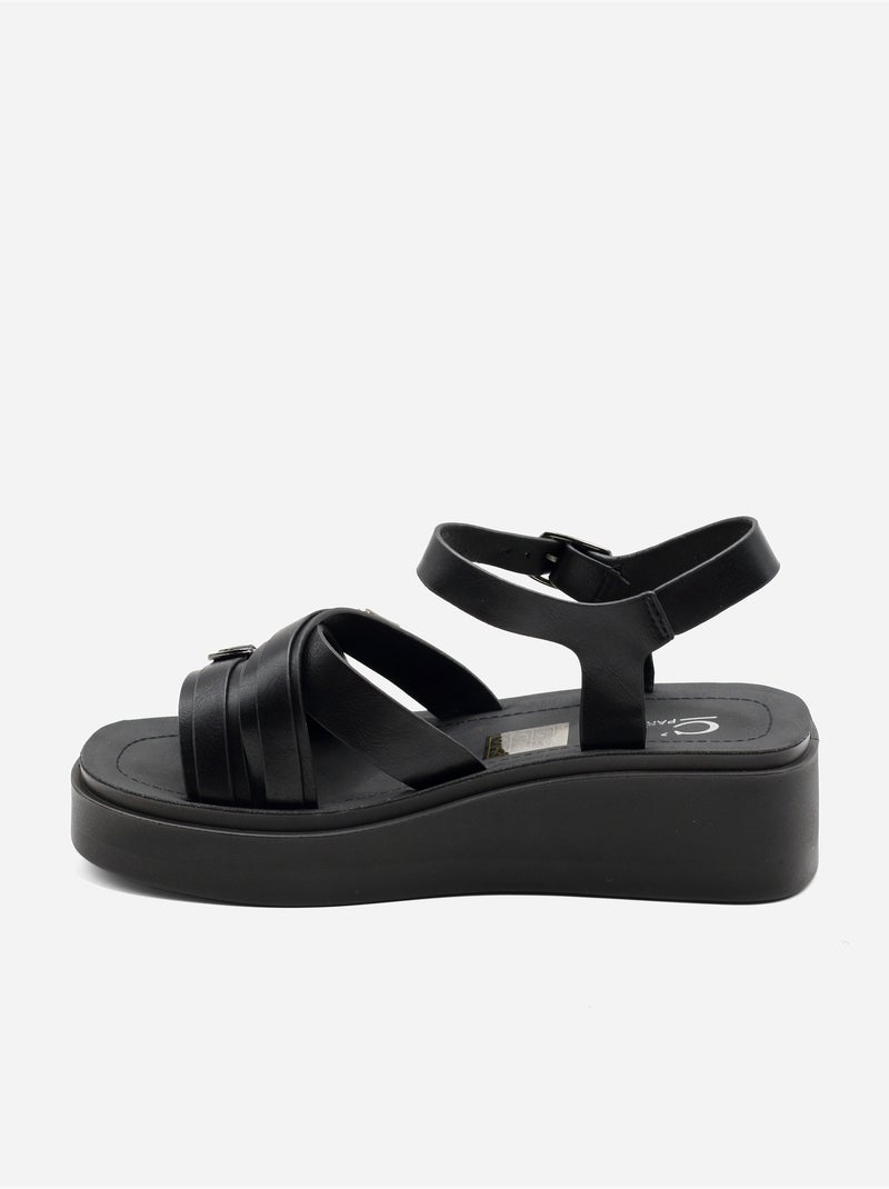 Sandales à brides multiples - C M Noir - Kiabi