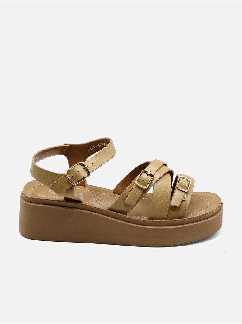 Sandales à brides multiples Beige - Kiabi