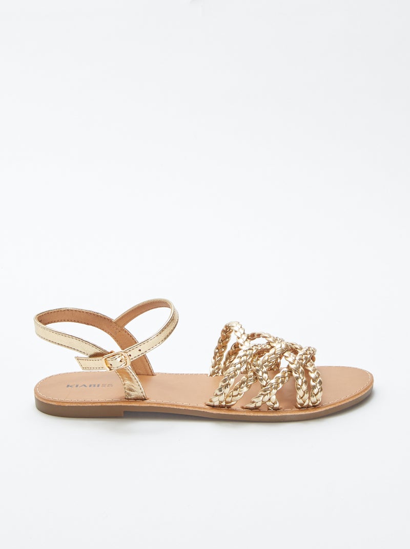Sandales à brides tressées et croisées Doré - Kiabi