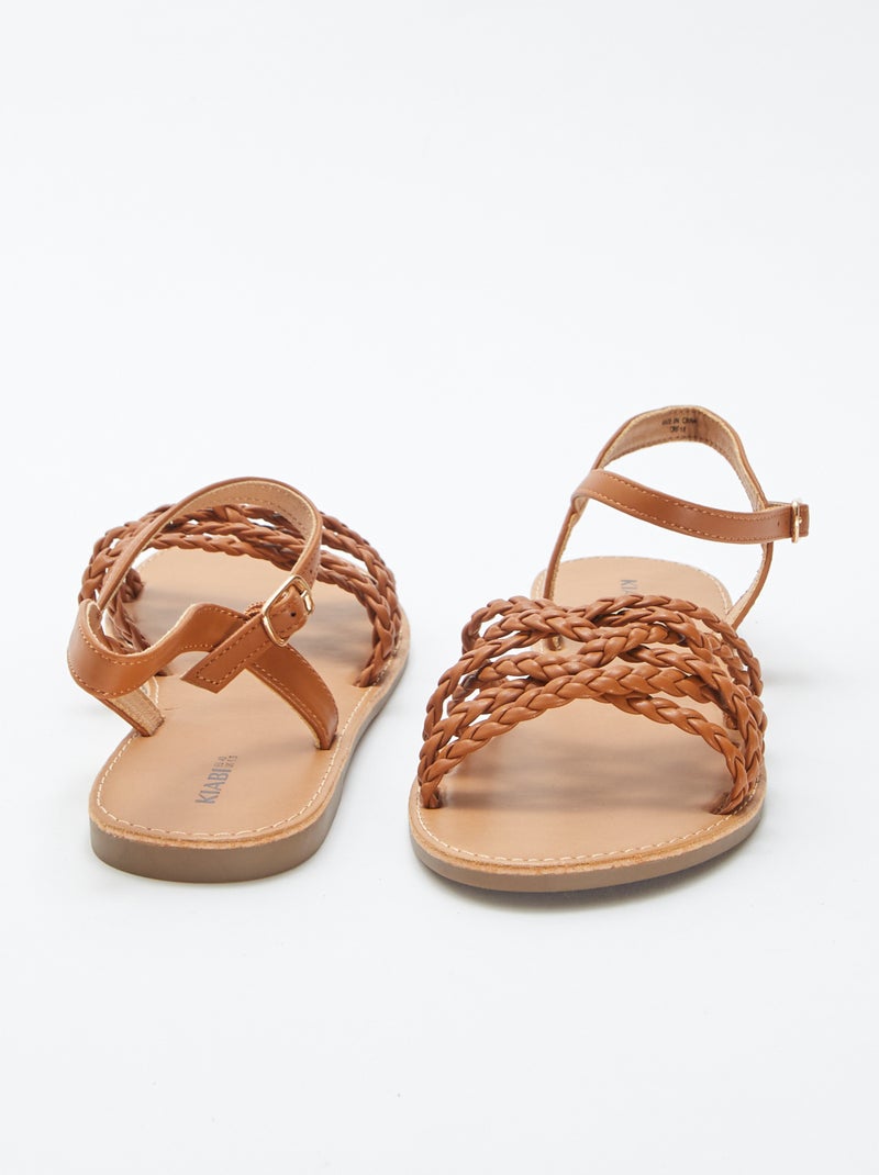 Sandales à brides tressées et croisées Marron - Kiabi