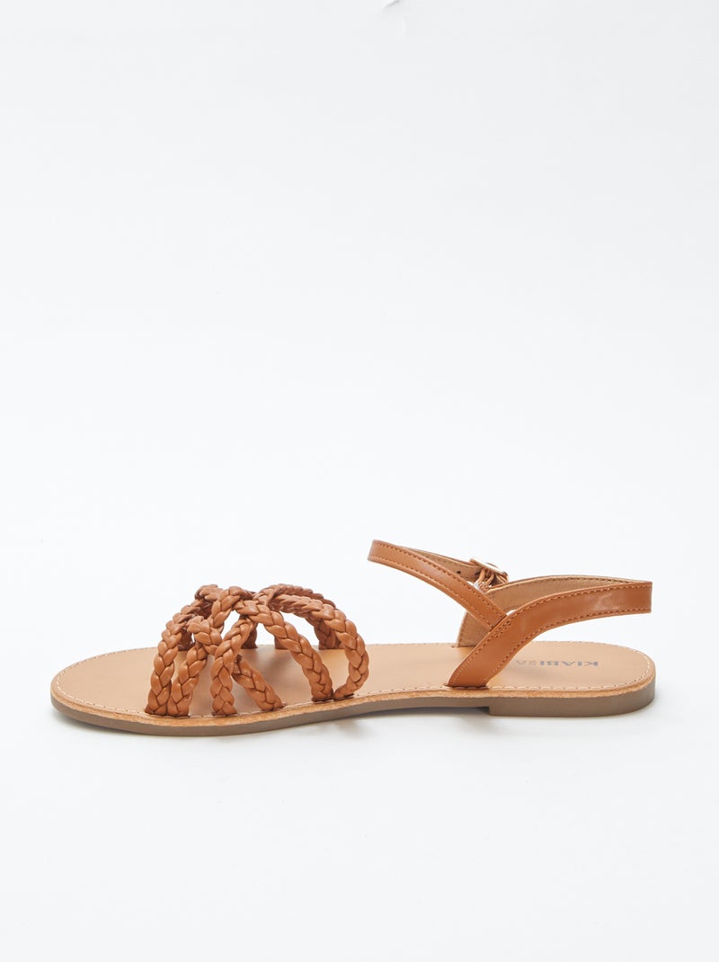 Sandales à brides tressées et croisées Marron - Kiabi
