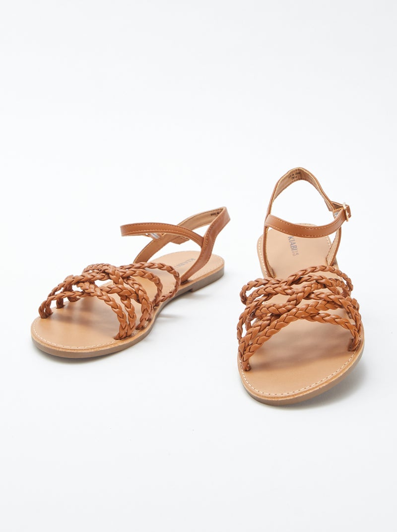 Sandales à brides tressées et croisées Marron - Kiabi