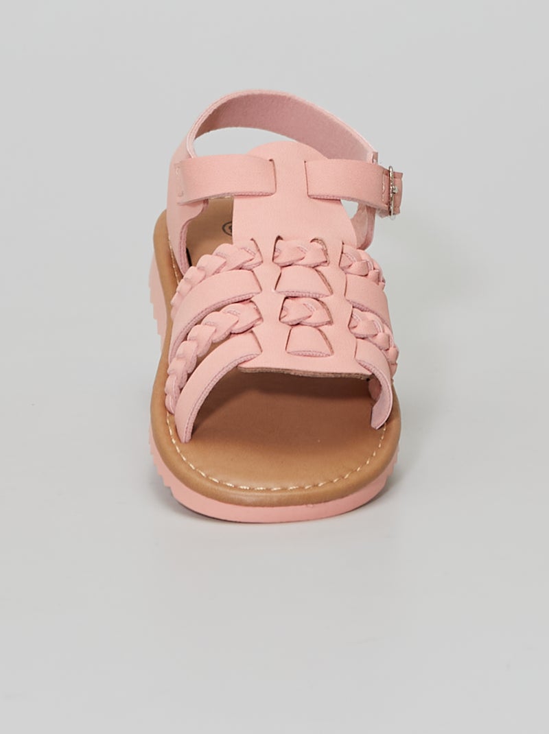 Sandales à brides tressées rose - Kiabi