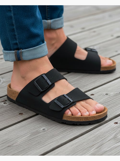 Sandales à brides ultra confortables, semelle intérieure cuir  isotoner - Kiabi