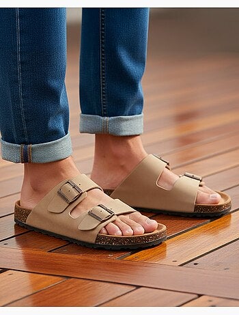 Sandales à brides ultra confortables, semelle intérieure cuir isotoner