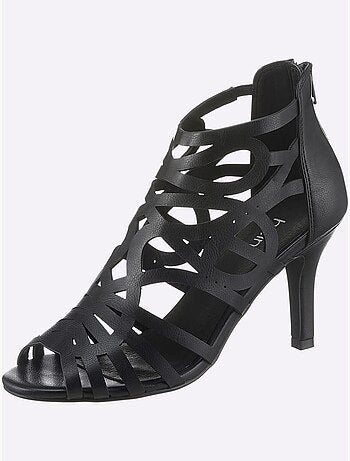 Sandales à découpe avec semelle en cuir et glissière au dos - Taille standard - Helline