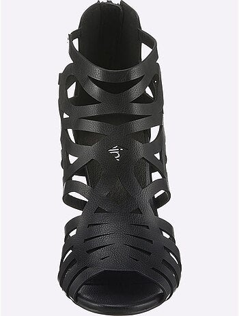 Sandales à découpe avec semelle en cuir et glissière au dos - Taille standard - Helline