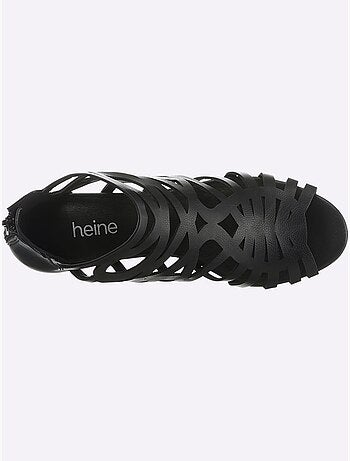 Sandales à découpe avec semelle en cuir et glissière au dos - Taille standard - Helline