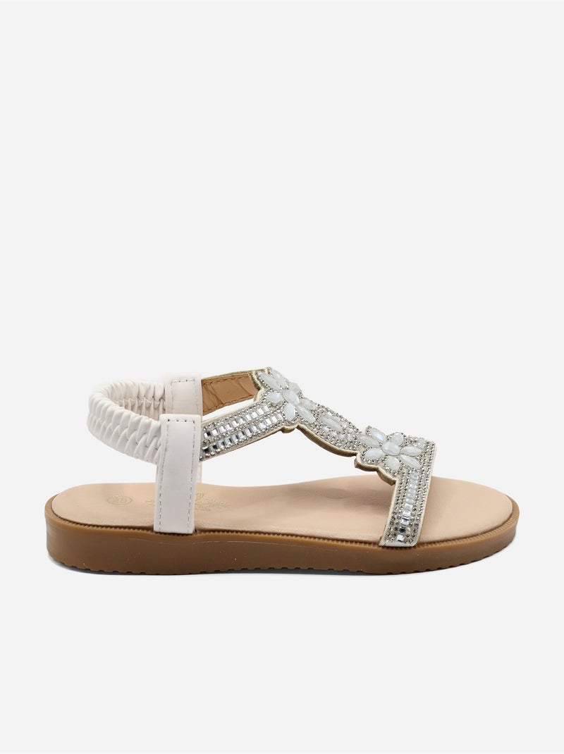 Sandales à détail strass - Doremi Blanc - Kiabi
