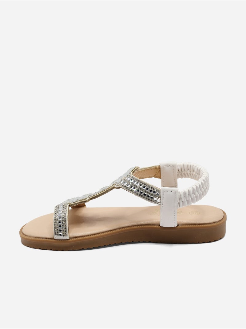 Sandales à détail strass - Doremi Blanc - Kiabi