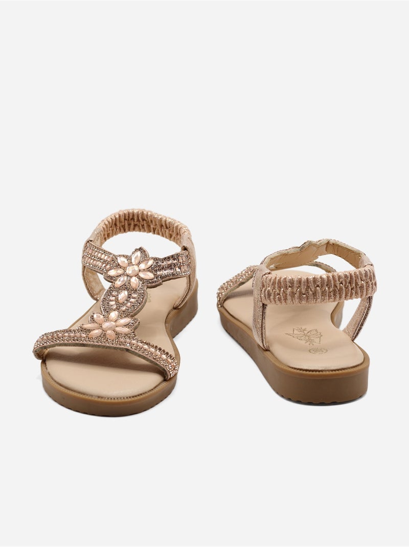 Sandales à détail strass Rose - Kiabi