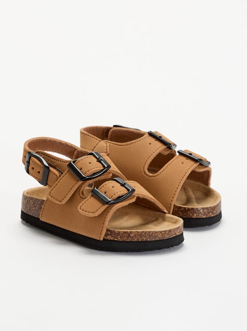 Sandales à double bride avec boucles contrastantes - Kiabi