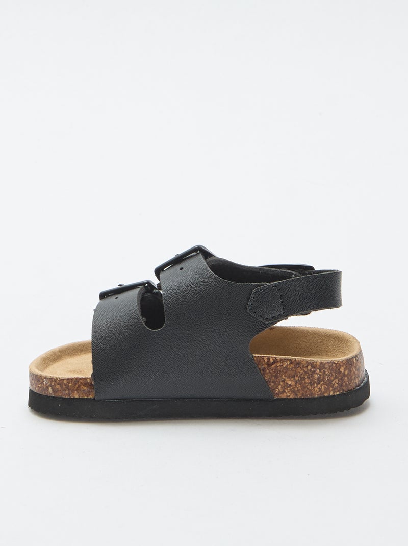 Sandales à double bride avec boucles Noir - Kiabi