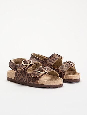 Sandales à double bride avec imprimé 'léopard'