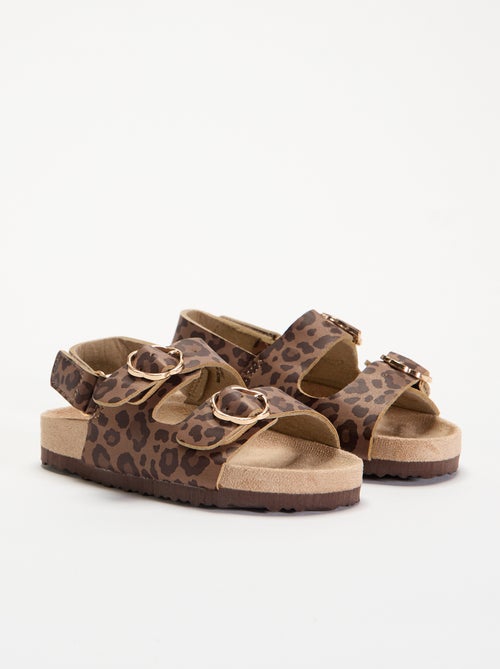 Sandales à double bride avec imprimé 'léopard' - Kiabi