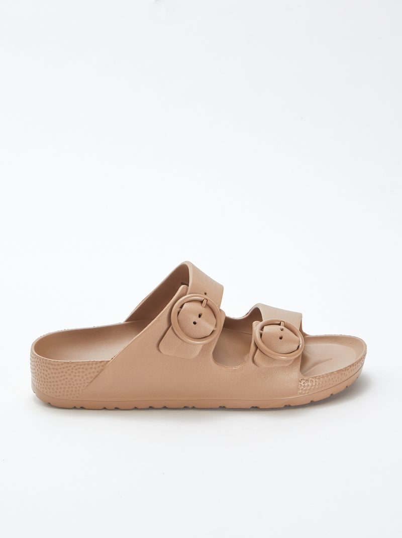 Sandales à double bride beige - Kiabi