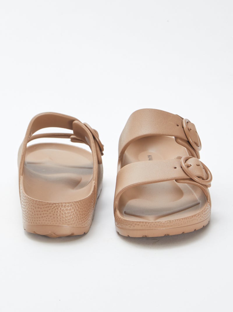 Sandales à double bride beige - Kiabi
