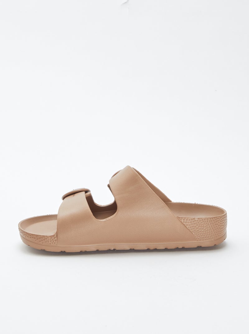 Sandales à double bride beige - Kiabi