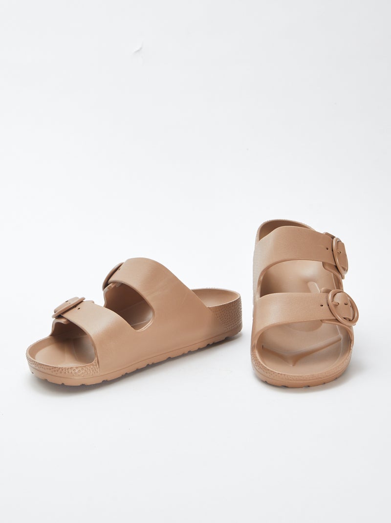 Sandales à double bride beige - Kiabi