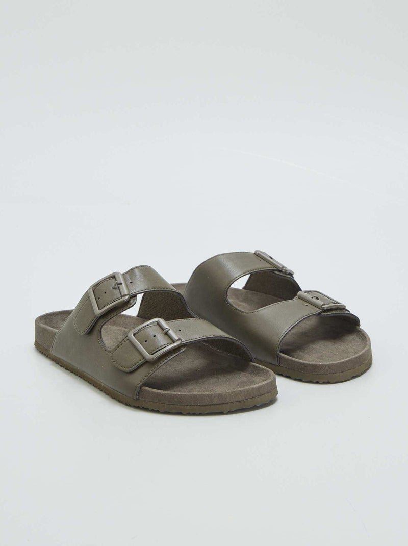 Sandales à double bride Kaki - Kiabi