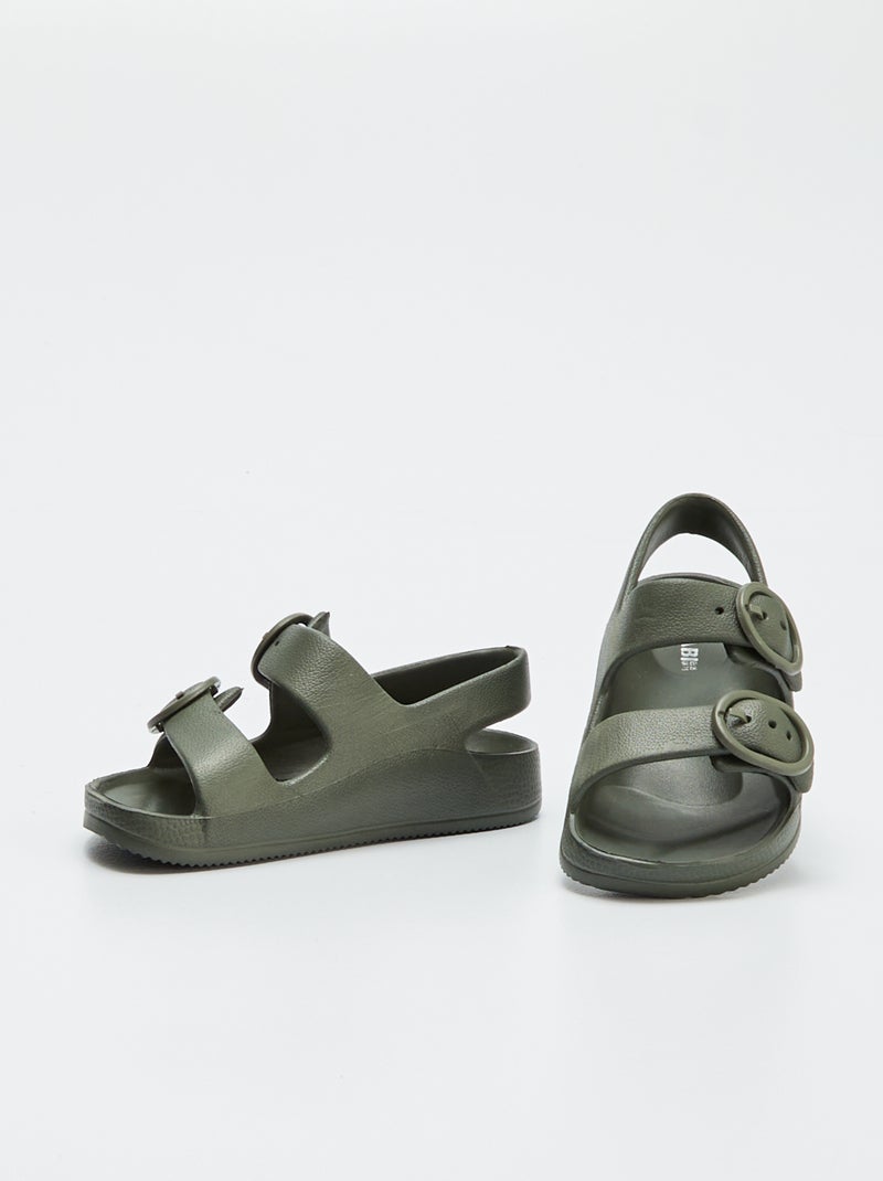 Sandales à double bride Kaki - Kiabi