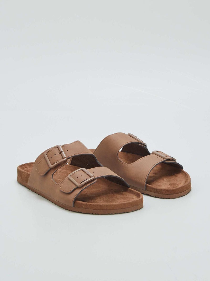 Sandales à double bride Marron - Kiabi
