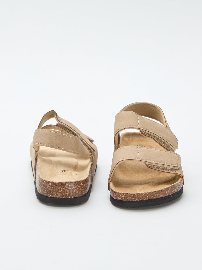 Sandales à double lanière à scratch Beige - Kiabi