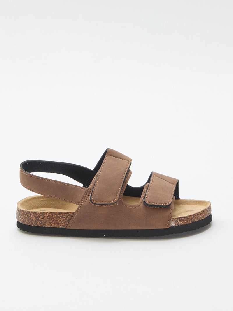 Sandales à double lanière à scratch Marron - Kiabi