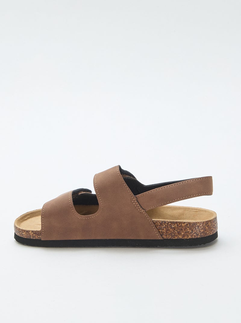 Sandales à double lanière à scratch Marron - Kiabi