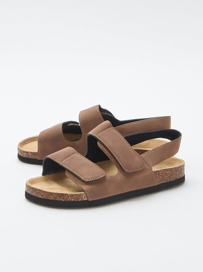 Sandales à double lanière à scratch Marron - Kiabi