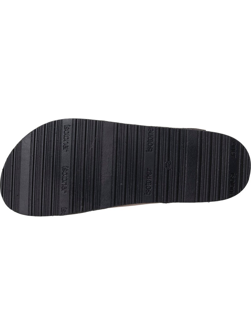 Sandales à doubles bride scratch, semelle intérieur patch talon ultra confortables  Isotoner Marron chocolat - Kiabi