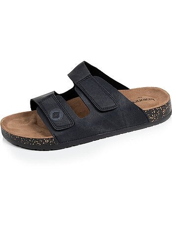 Sandales à doubles bride scratch, semelle intérieur patch talon ultra confortables isotoner