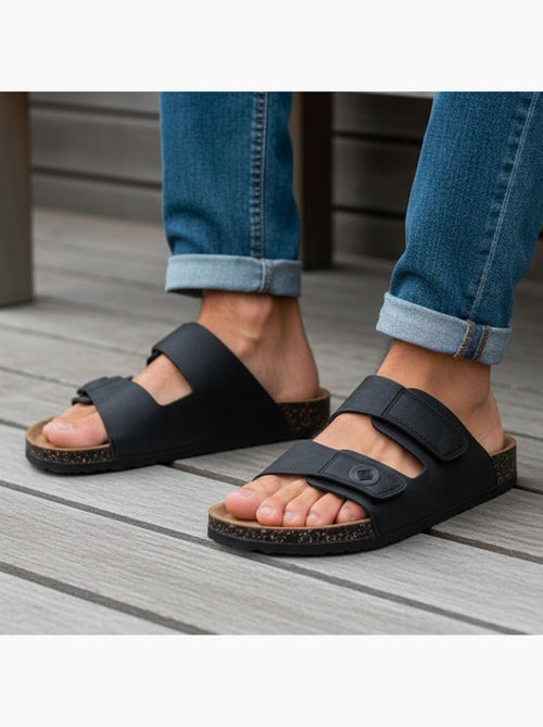 Sandales à doubles bride scratch, semelle intérieur patch talon ultra confortables  Isotoner - Kiabi