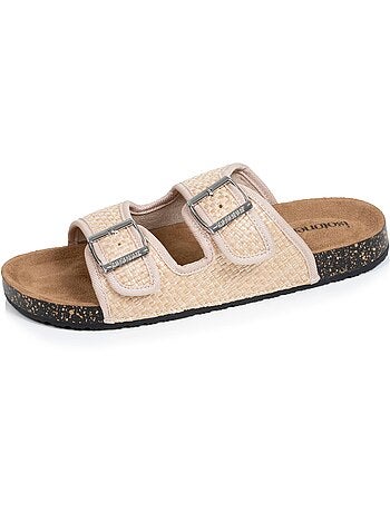 Sandales à doubles bride, semelle intérieur patch talon ultra confortables Isotoner