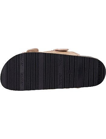 Sandales à doubles bride, semelle intérieur patch talon ultra confortables Isotoner
