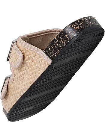 Sandales à doubles bride, semelle intérieur patch talon ultra confortables Isotoner