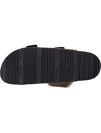 Sandales à doubles bride, semelle intérieur patch talon ultra confortables Isotoner