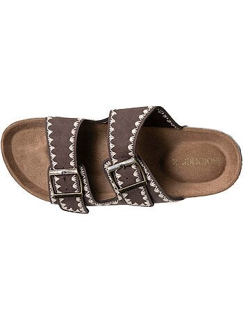 Sandales à doubles bride, semelle intérieur patch talon ultra confortables