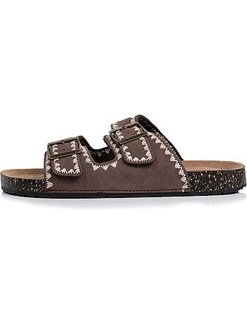 Sandales à doubles bride, semelle intérieur patch talon ultra confortables