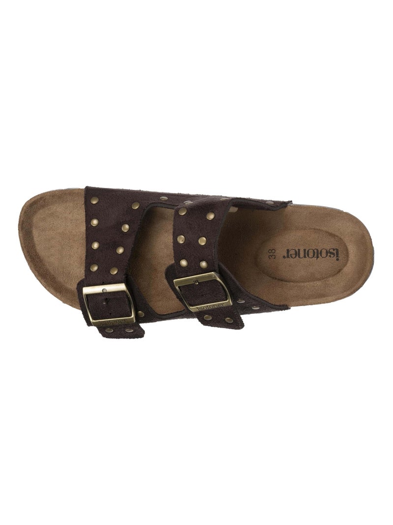 Sandales à doubles brides ultra confortables  Isotoner Marron chocolat - Kiabi