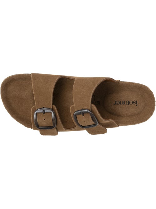 Sandales à doubles brides ultra confortables, semelle intérieure cuir  isotoner - Kiabi