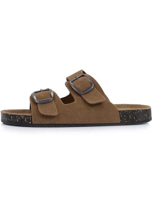 Sandales à doubles brides ultra confortables, semelle intérieure cuir  isotoner - Kiabi