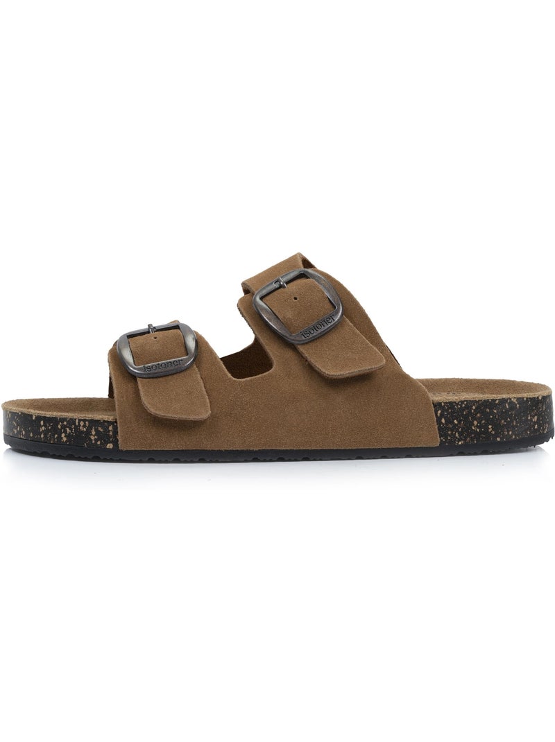 Sandales à doubles brides ultra confortables, semelle intérieure cuir  isotoner Camel - Kiabi