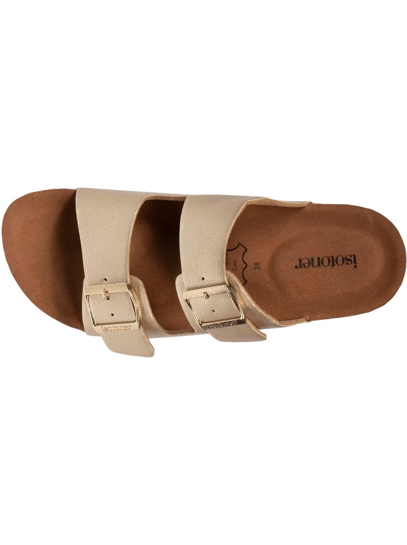 Sandales à doubles brides ultra confortables, semelle intérieure cuir  isotoner Doré/or - Kiabi