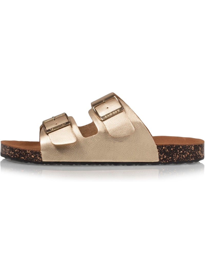 Sandales à doubles brides ultra confortables, semelle intérieure cuir  isotoner Doré/or - Kiabi
