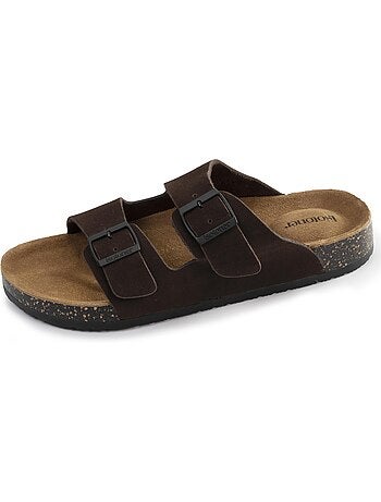 Sandales à doubles brides ultra confortables, semelle intérieure cuir isotoner